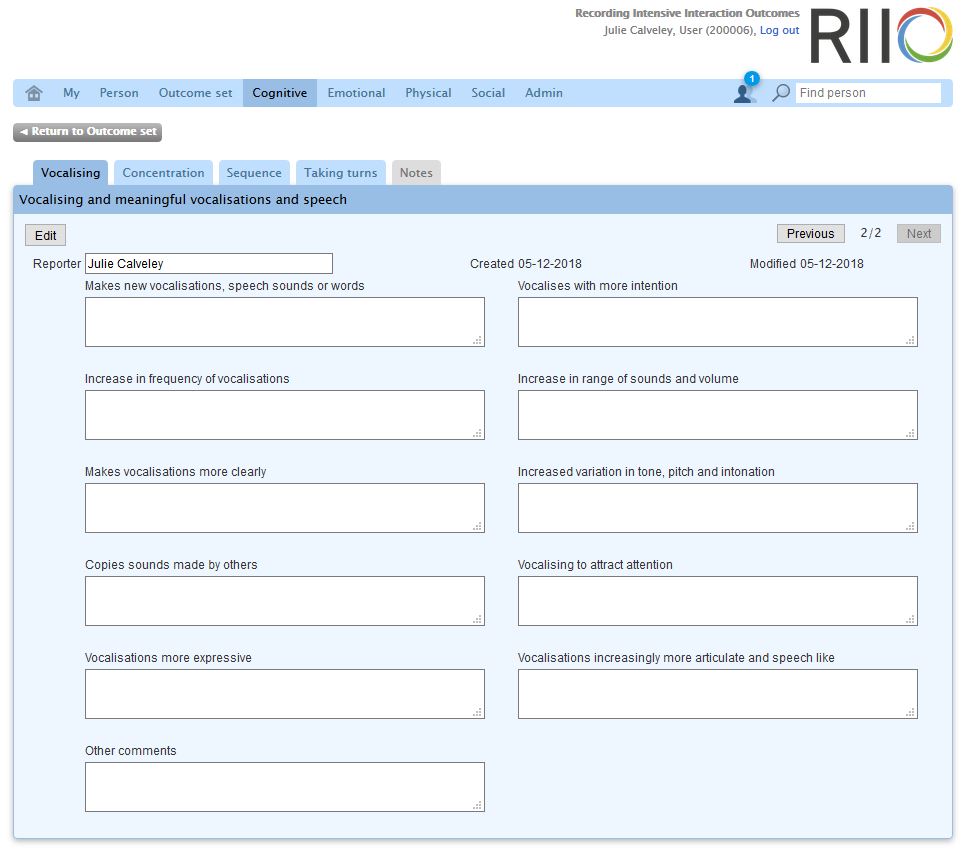 RIIO Cognitive Main Observations